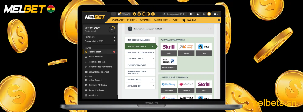 Déposer et retirer facilement sur Melbet