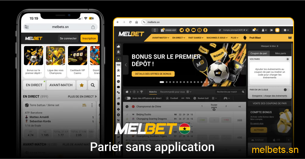 Melbet mobile sans téléchargement