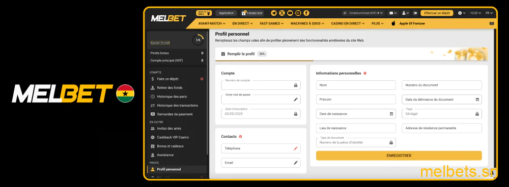 Gestion et aperçu du compte Melbet