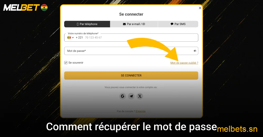 Récupération mot de passe oublié Melbet étapes simples