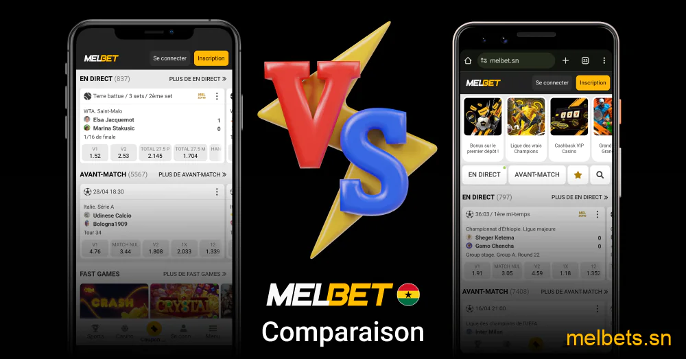 Comparaison Application Mobile Version Navigateur Melbet