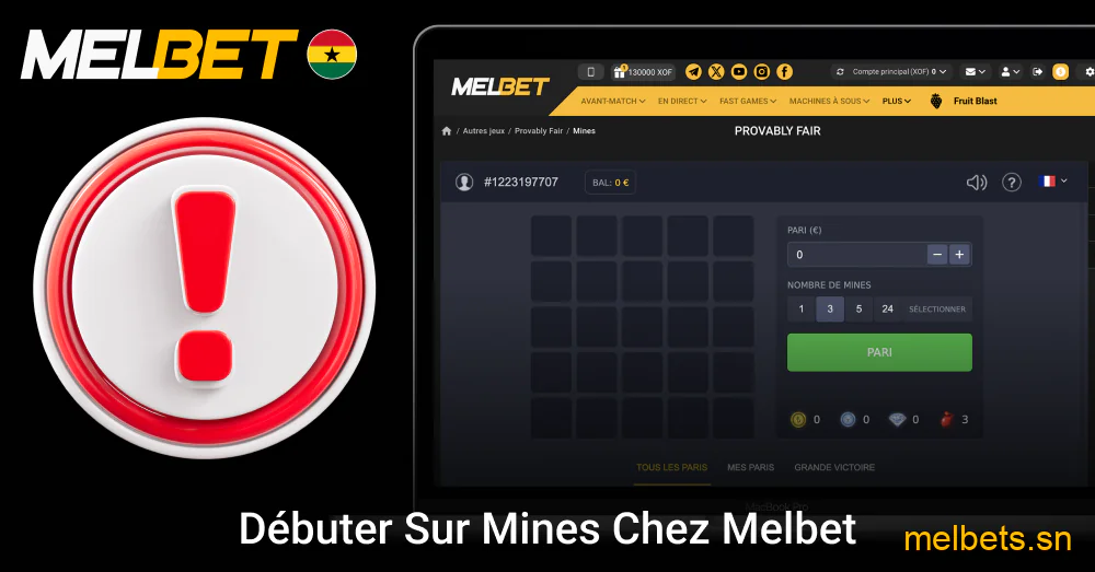 Commencer à jouer à Mines sur Melbet