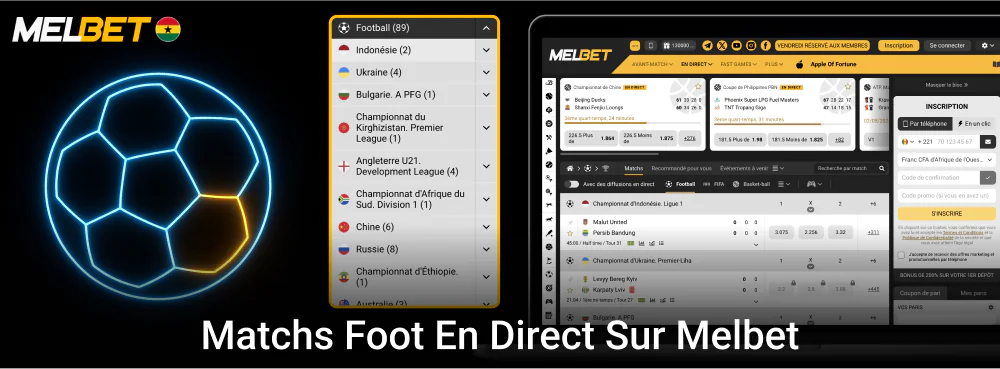 Matchs de football en direct sur Melbet