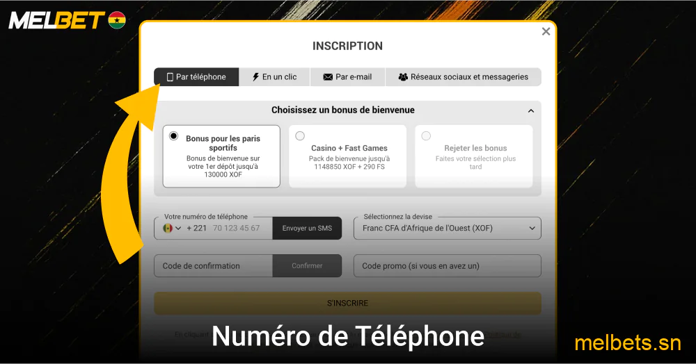 Inscription Melbet rapide par téléphone