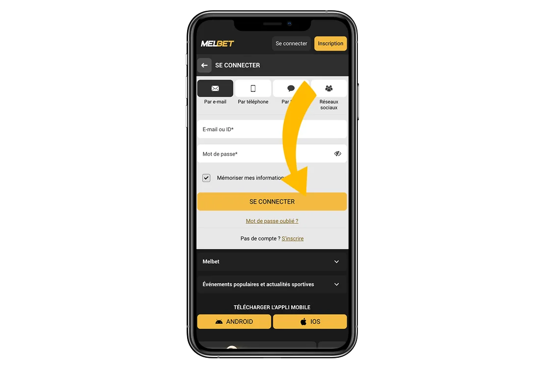 Vérifiez et cliquez sur "Se connecter"