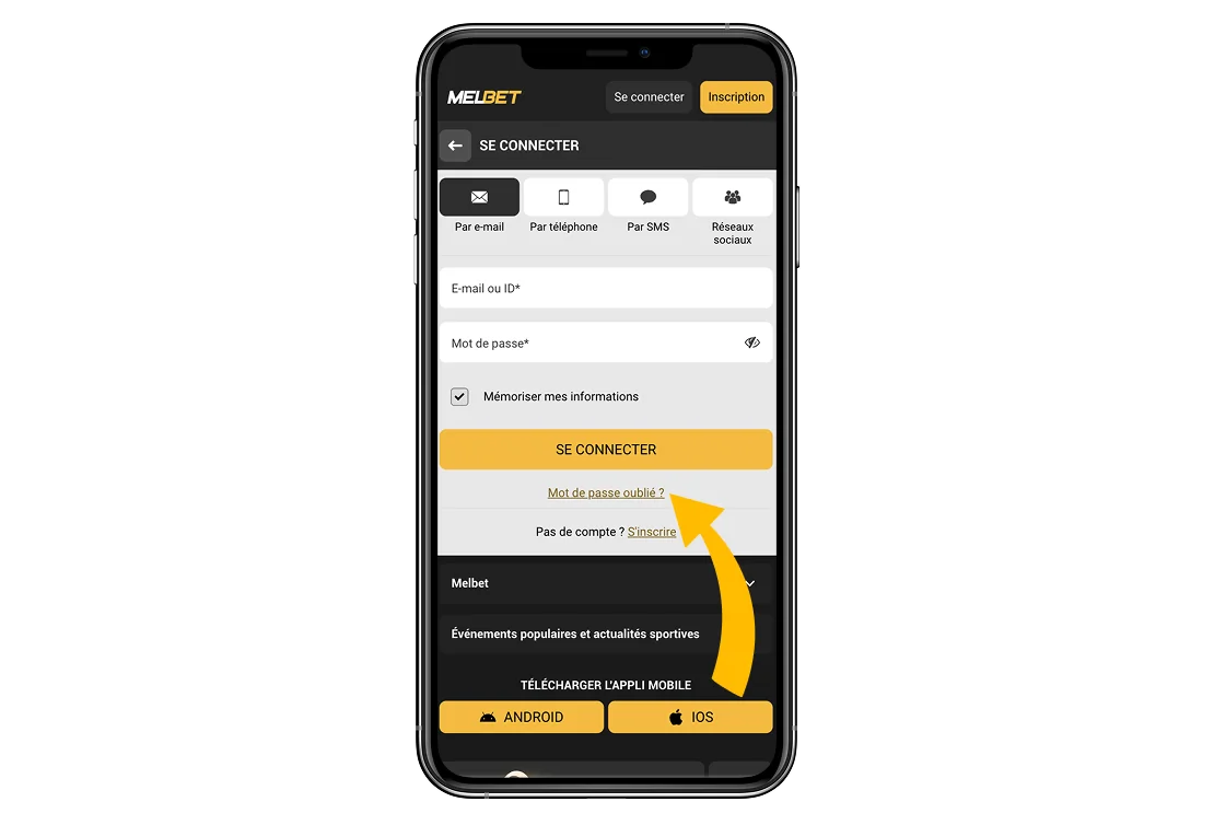 Utilisez "Mot de passe oublié" si nécessaire