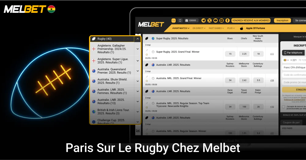 Paris rugby Melbet cotes variées compétitions