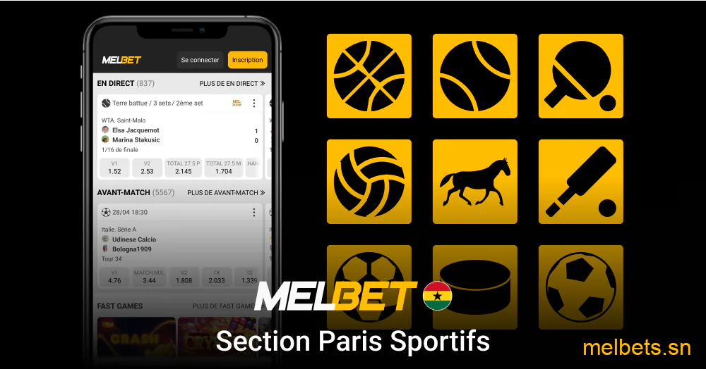 Paris sportifs sur l’application mobile Melbet
