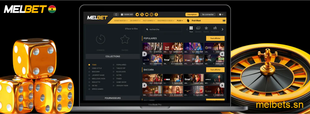Jeux de casino disponibles sur Melbet