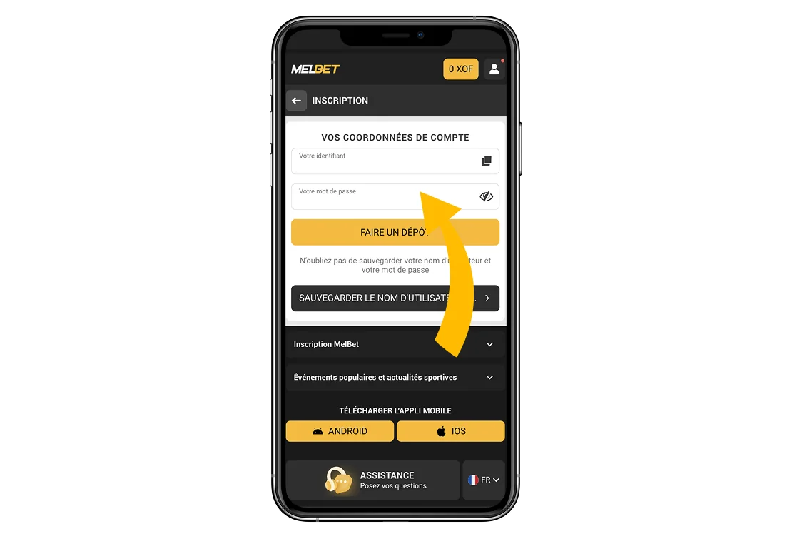 Identifiants de connexion Melbet générés